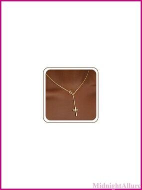 14K Gold Plated Infinity Cross Necklace Women Y-Necklace